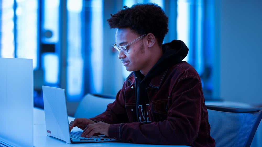 Student on a laptop computer 